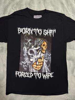 Teen Hearts Born To Shit Forced To Wipe Skeleton Grim Reaper Tee, Large